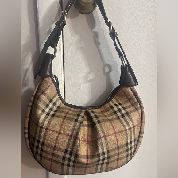 Burberry Brown Haymarket Classic Check Hobo Bag - Picture 1 of 16